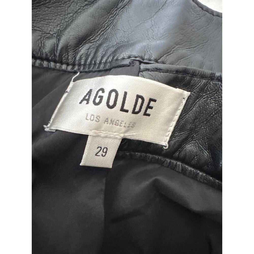 AGOLDE Broken Waistband Recylced Leather Pants Size 29 Black - Picture 7 of 9
